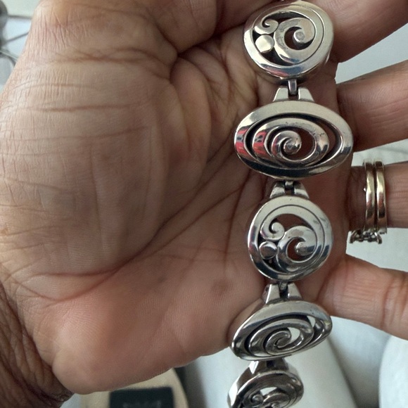 Brighton Contempo Link Bracelet Silver Plated Scrolled Oval Round Designs - Picture 15 of 17